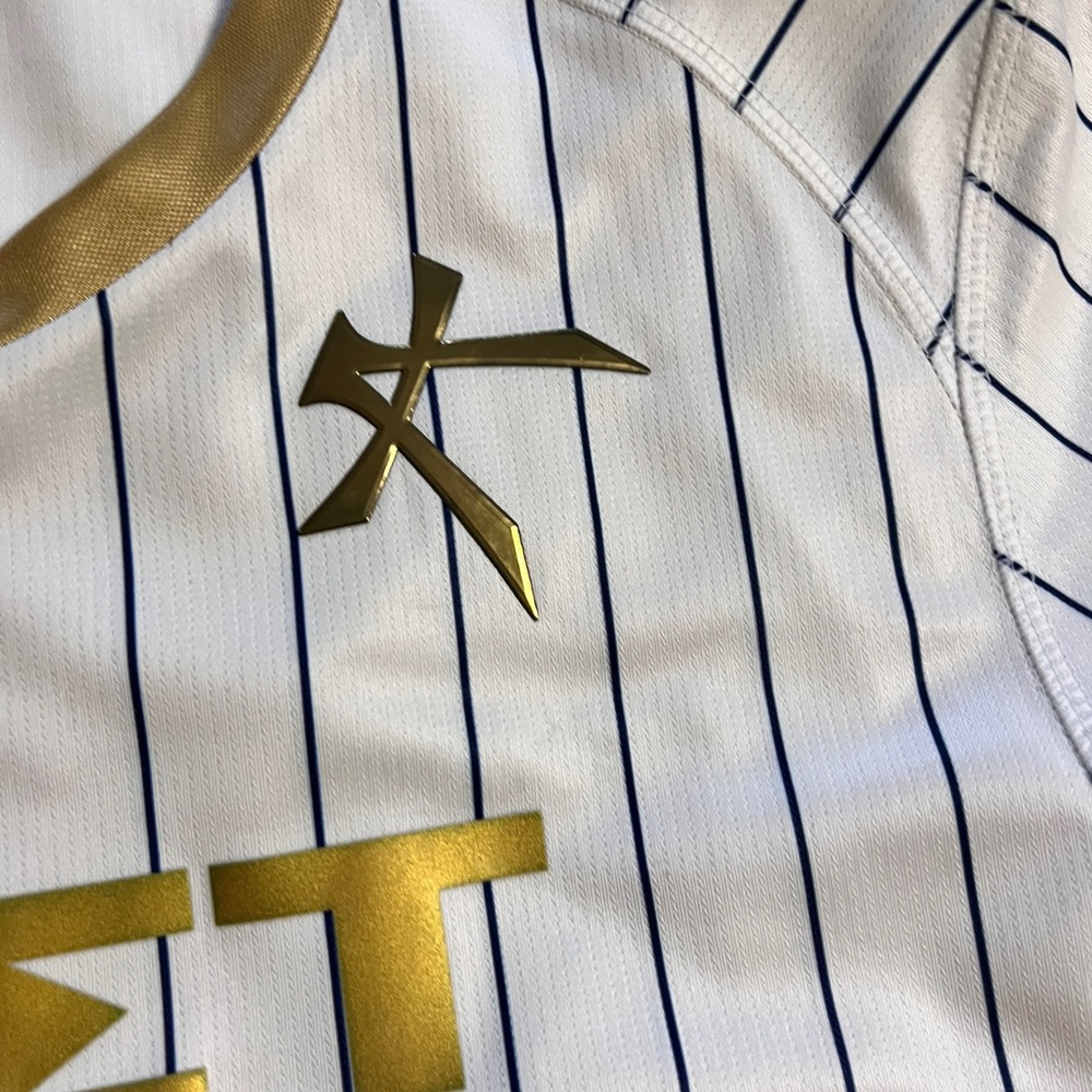 Kappa Athens Kallithea FC Away Jersey Mens XL Long Sleeve Pinstripe AKFC 66 Gold - Picture 6 of 9